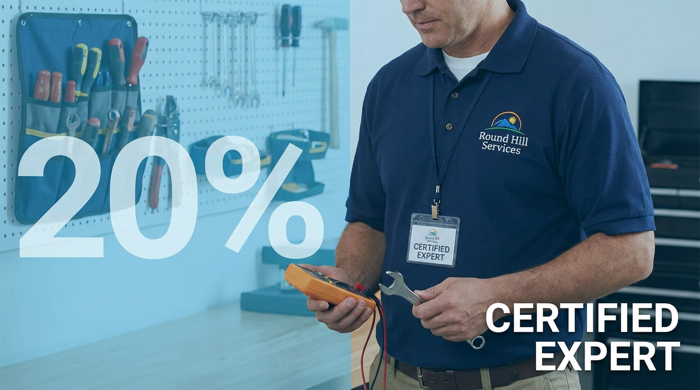 Round Hill Garage Door Repair technician servicing a garage door in Plainfield, CT